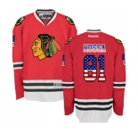 Reebok Chicago Blackhawks #81 Marian Hossa Authentic Red USA Flag Fashion NHL Jersey