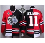 nhl jerseys chicago blackhawks #11 desjardins black-red[split][the skeleton head][desjardins][2015 stanley cup]