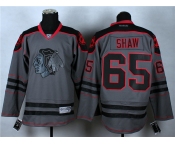 nhl jerseys chicago blackhawks #65 shaw grey[charcoal cross check]