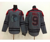 nhl jerseys chicago blackhawks #9 hull grey[charcoal cross check]