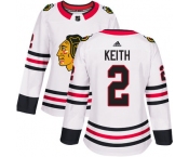 Blackhawks #2 Duncan Keith White Road Authentic Women's Stitched Hockey Jersey
