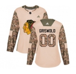 Women Adidas Chicago Blackhawks #00 Clark Griswold Authentic Camo Veterans Day Practice NHL Jersey