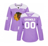 Women Adidas Chicago Blackhawks #00 Clark Griswold Authentic Purple Fights Cancer Practice NHL Jersey