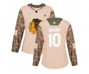 Women Adidas Chicago Blackhawks #10 Patrick Sharp Camo Authentic 2017 Veterans Day Stitched NHL Jersey