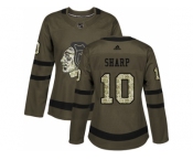 Women Adidas Chicago Blackhawks #10 Patrick Sharp Green Salute to Service Stitched NHL Jersey