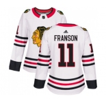 Women Adidas Chicago Blackhawks #11 Cody Franson Authentic White Away NHL Jersey