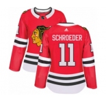 Women Adidas Chicago Blackhawks #11 Jordan Schroeder Authentic Red Home NHL Jersey