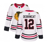 Women Adidas Chicago Blackhawks #12 Alex DeBrincat Authentic White Away NHL Jersey