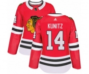 Women Adidas Chicago Blackhawks #14 Chris Kunitz Authentic Red Home NHL Jersey