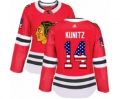 Women Adidas Chicago Blackhawks #14 Chris Kunitz Authentic Red USA Flag Fashion NHL Jersey