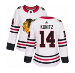 Women Adidas Chicago Blackhawks #14 Chris Kunitz Authentic White Away NHL Jersey