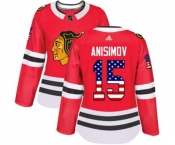 Women Adidas Chicago Blackhawks #15 Artem Anisimov Authentic Red USA Flag Fashion NHL Jersey