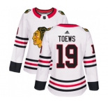 Women Adidas Chicago Blackhawks #19 Jonathan Toews Authentic White Away NHL Jersey