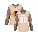 Women Adidas Chicago Blackhawks #20 Brandon Saad Camo Authentic 2017 Veterans Day Stitched NHL Jersey