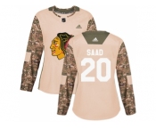 Women Adidas Chicago Blackhawks #20 Brandon Saad Camo Authentic 2017 Veterans Day Stitched NHL Jersey