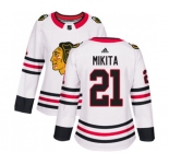 Women Adidas Chicago Blackhawks #21 Stan Mikita Authentic White Away NHL Jersey