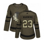 Women Adidas Chicago Blackhawks #23 Brandon Manning Authentic Green Salute to Service NHL Jersey