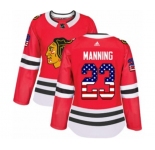 Women Adidas Chicago Blackhawks #23 Brandon Manning Authentic Red USA Flag Fashion NHL Jersey
