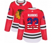 Women Adidas Chicago Blackhawks #23 Brandon Manning Authentic Red USA Flag Fashion NHL Jersey
