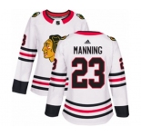 Women Adidas Chicago Blackhawks #23 Brandon Manning Authentic White Away NHL Jersey