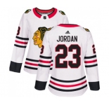 Women Adidas Chicago Blackhawks #23 Michael Jordan Authentic White Away NHL Jersey