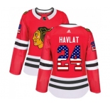 Women Adidas Chicago Blackhawks #24 Martin Havlat Authentic Red USA Flag Fashion NHL Jersey