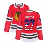 Women Adidas Chicago Blackhawks #27 Adam Boqvist Authentic Red USA Flag Fashion NHL Jersey