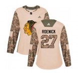 Women Adidas Chicago Blackhawks #27 Jeremy Roenick Authentic Camo Veterans Day Practice NHL Jersey