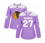Women Adidas Chicago Blackhawks #27 Jeremy Roenick Authentic Purple Fights Cancer Practice NHL Jersey