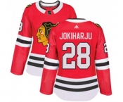 Women Adidas Chicago Blackhawks #28 Henri Jokiharju Authentic Red Home NHL Jersey
