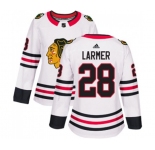 Women Adidas Chicago Blackhawks #28 Steve Larmer Authentic White Away NHL Jersey