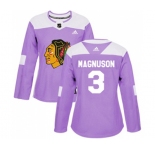 Women Adidas Chicago Blackhawks #3 Keith Magnuson Authentic Purple Fights Cancer Practice NHL Jersey
