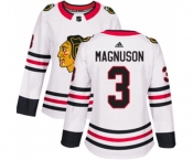 Women Adidas Chicago Blackhawks #3 Keith Magnuson Authentic White Away NHL Jersey