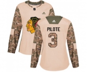 Women Adidas Chicago Blackhawks #3 Pierre Pilote Authentic Camo Veterans Day Practice NHL Jersey