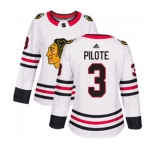 Women Adidas Chicago Blackhawks #3 Pierre Pilote Authentic White Away NHL Jersey