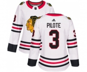 Women Adidas Chicago Blackhawks #3 Pierre Pilote Authentic White Away NHL Jersey