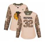 Women Adidas Chicago Blackhawks #32 Michal Rozsival Authentic Camo Veterans Day Practice NHL Jersey
