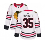 Women Adidas Chicago Blackhawks #35 Tony Esposito Authentic White Away NHL Jersey