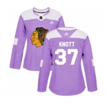 Women Adidas Chicago Blackhawks #37 Graham Knott Authentic Purple Fights Cancer Practice NHL Jersey