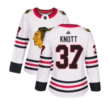 Women Adidas Chicago Blackhawks #37 Graham Knott Authentic White Away NHL Jersey
