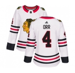 Women Adidas Chicago Blackhawks #4 Bobby Orr Authentic White Away NHL Jersey