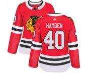 Women Adidas Chicago Blackhawks #40 John Hayden Authentic Red Home NHL Jersey