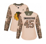 Women Adidas Chicago Blackhawks #45 Luc Snuggerud Authentic Camo Veterans Day Practice NHL Jersey