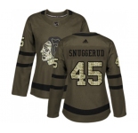 Women Adidas Chicago Blackhawks #45 Luc Snuggerud Authentic Green Salute to Service NHL Jersey