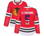 Women Adidas Chicago Blackhawks #5 Adam Clendening Authentic Red USA Flag Fashion NHL Jersey