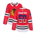 Women Adidas Chicago Blackhawks #50 Corey Crawford Authentic Red USA Flag Fashion NHL Jersey
