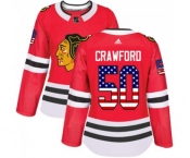Women Adidas Chicago Blackhawks #50 Corey Crawford Authentic Red USA Flag Fashion NHL Jersey