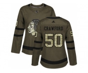 Women Adidas Chicago Blackhawks #50 Corey Crawford Green Salute to Service Stitched NHL Jersey