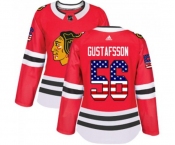 Women Adidas Chicago Blackhawks #56 Erik Gustafsson Authentic Red USA Flag Fashion NHL Jersey