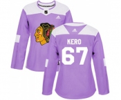 Women Adidas Chicago Blackhawks #67 Tanner Kero Authentic Purple Fights Cancer Practice NHL Jersey